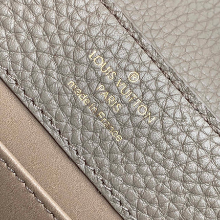 CAPUCINES MINI 21 IN KHAKI BROWN TAURILLON GOLD HARDWARE