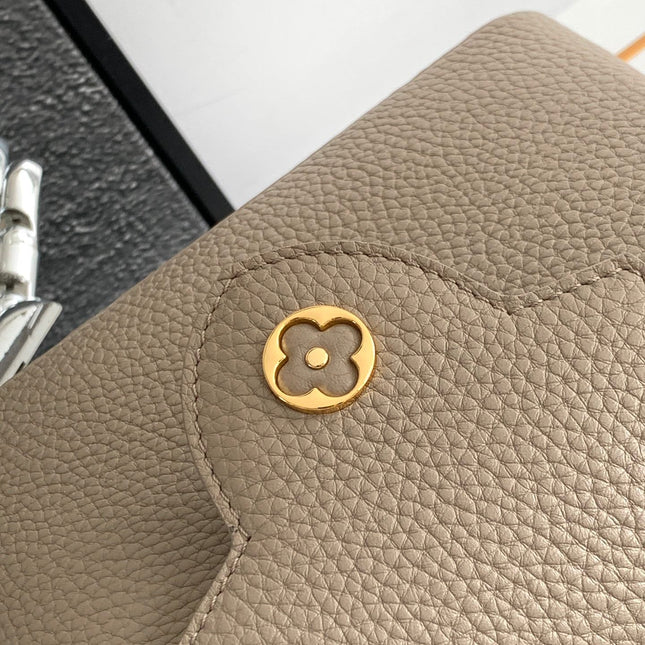 CAPUCINES MINI 21 IN KHAKI BROWN TAURILLON GOLD HARDWARE