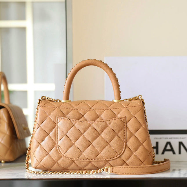 CHANEL 25S FLAP BAG 24 CM IN LIGHT BROWN LAMBSKIN WITH GOLD HARDWARE