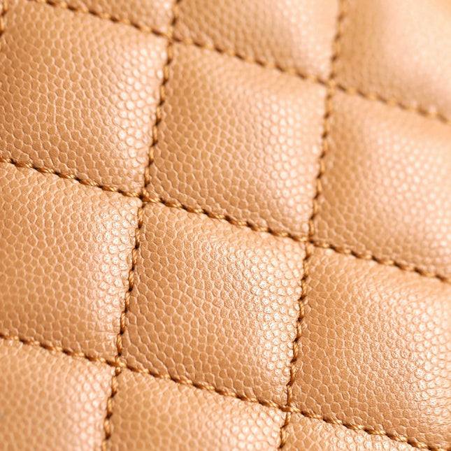 CHANEL 25S FLAP BAG 24 CM IN LIGHT BROWN LAMBSKIN WITH GOLD HARDWARE