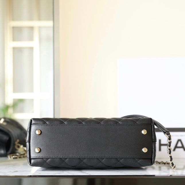 CHANEL 25S FLAP BAG 24 CM IN BLACK LAMBSKIN WITH GOLD HARDWARE