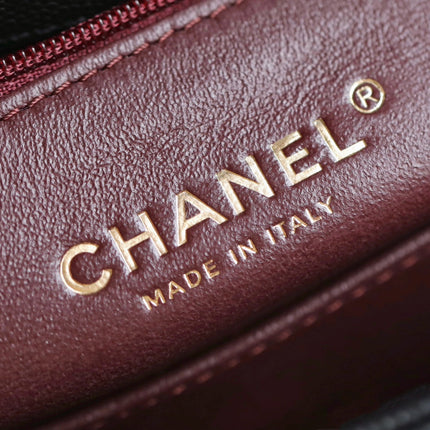 CHANEL 25S FLAP BAG 24 CM IN BLACK LAMBSKIN WITH GOLD HARDWARE