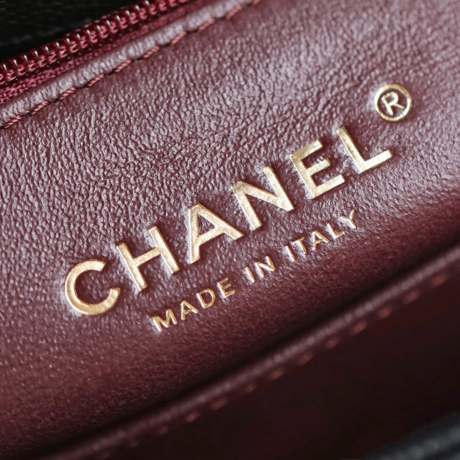 CHANEL 25S FLAP BAG 24 CM IN BLACK LAMBSKIN WITH GOLD HARDWARE