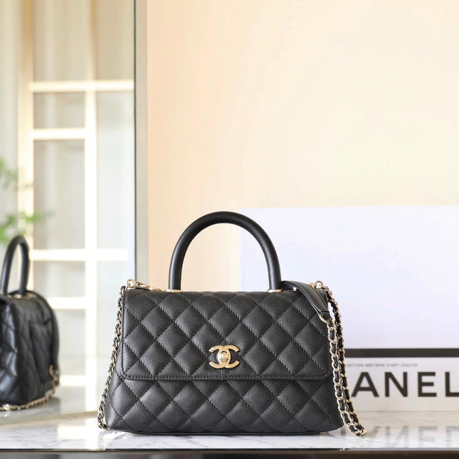CHANEL 25S FLAP BAG 24 CM IN BLACK LAMBSKIN WITH GOLD HARDWARE