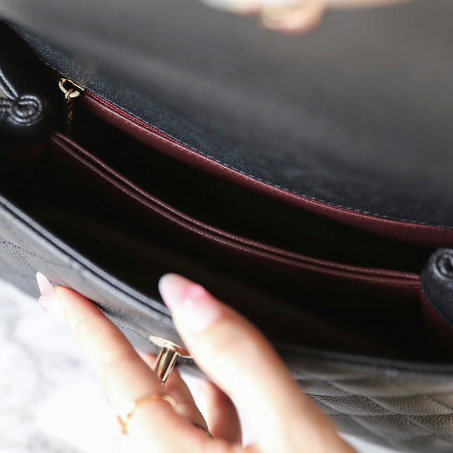CHANEL 25S FLAP BAG 24 CM IN BLACK LAMBSKIN WITH GOLD HARDWARE