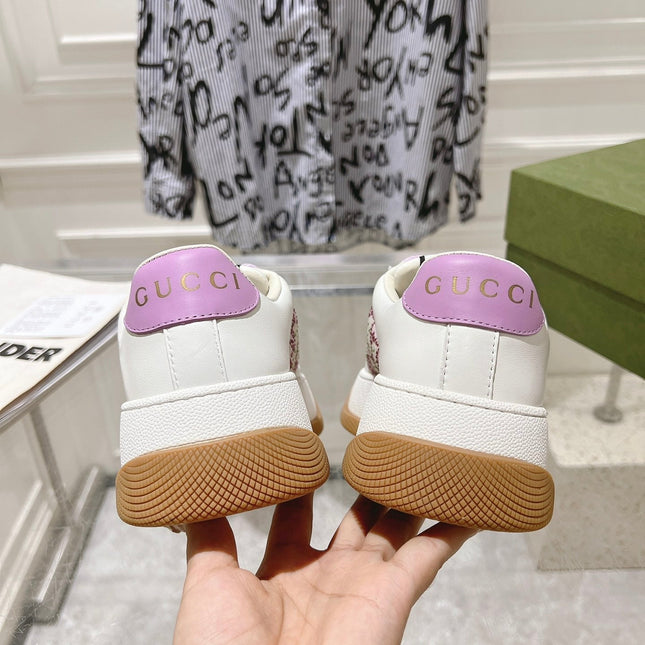 GG SCREENER 50 SNEAKER WHITE AND PURPLE CALFSKIN