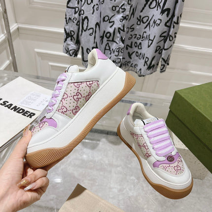 GG SCREENER 50 SNEAKER WHITE AND PURPLE CALFSKIN