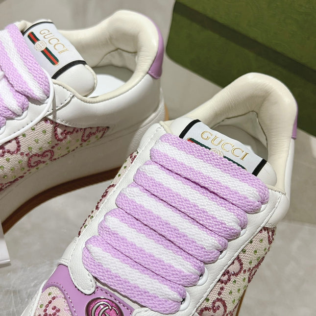 GG SCREENER 50 SNEAKER WHITE AND PURPLE CALFSKIN