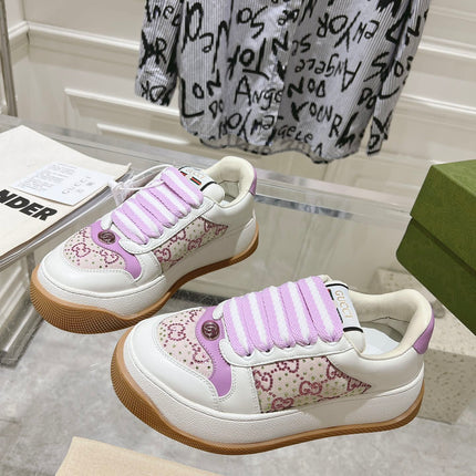 GG SCREENER 50 SNEAKER WHITE AND PURPLE CALFSKIN