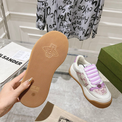 GG SCREENER 50 SNEAKER WHITE AND PURPLE CALFSKIN