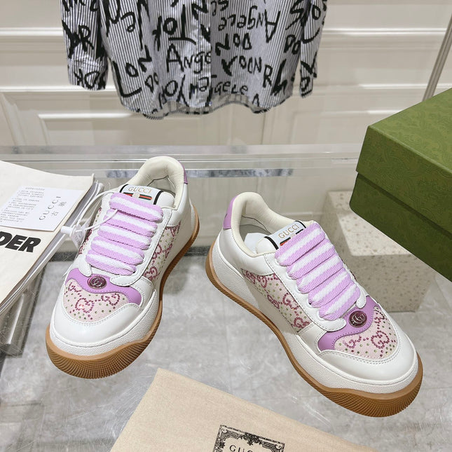 GG SCREENER 50 SNEAKER WHITE AND PURPLE CALFSKIN