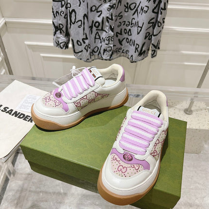 GG SCREENER 50 SNEAKER WHITE AND PURPLE CALFSKIN