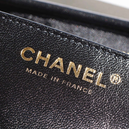 CHANEL 25S HOBO BAG 22 CM IN BLACK LAMBSKIN WITH GOLD HARDWARE