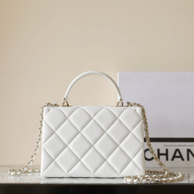 CHANEL 25S FLAP BAG 21 CM IN WHITE LAMBSKIN WITH GOLD HARDWARE