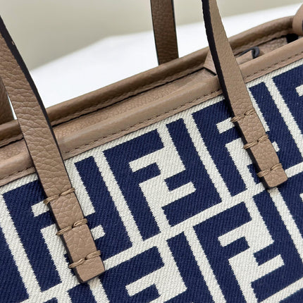 MINI ROLL BAG 15 MIDNIGHT BLUE MIX WHITE FF JACQUARD FABRIC