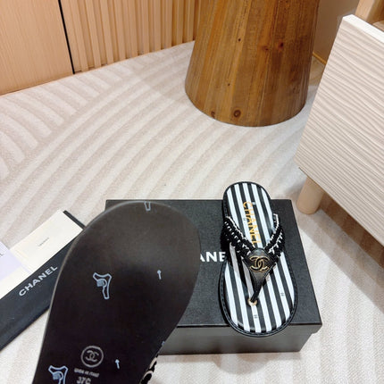 CC WOVEN FLIP FLOP WHITE MIX BLACK SHEEPSKIN