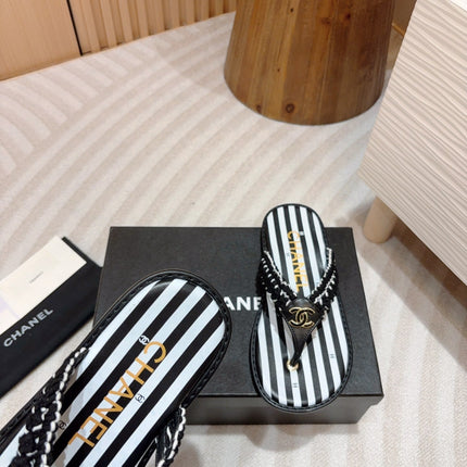 CC WOVEN FLIP FLOP WHITE MIX BLACK SHEEPSKIN