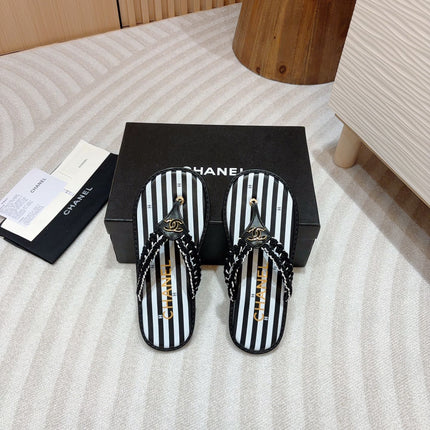 CC WOVEN FLIP FLOP WHITE MIX BLACK SHEEPSKIN