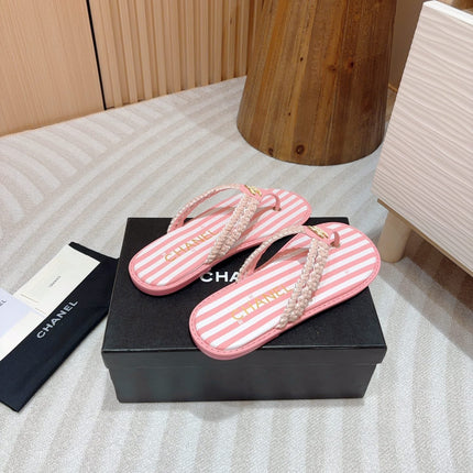 CC WOVEN FLIP FLOP WHITE MIX PINK SHEEPSKIN