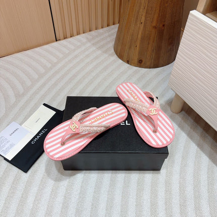 CC WOVEN FLIP FLOP WHITE MIX PINK SHEEPSKIN