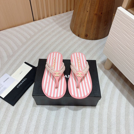 CC WOVEN FLIP FLOP WHITE MIX PINK SHEEPSKIN