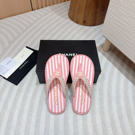 CC WOVEN FLIP FLOP WHITE MIX PINK SHEEPSKIN