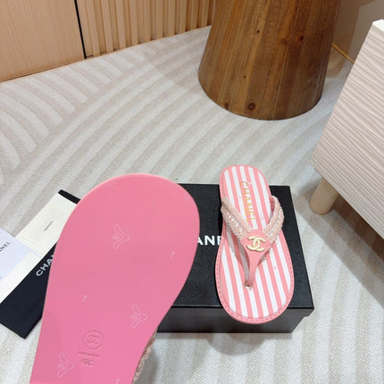 CC WOVEN FLIP FLOP WHITE MIX PINK SHEEPSKIN