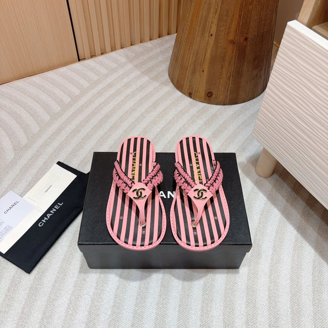 CC WOVEN FLIP FLOP BLACK MIX PINK SHEEPSKIN