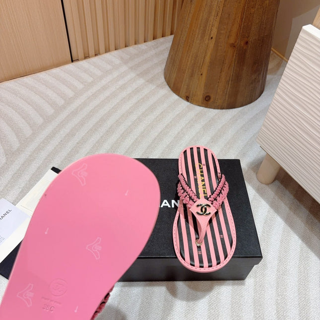 CC WOVEN FLIP FLOP BLACK MIX PINK SHEEPSKIN