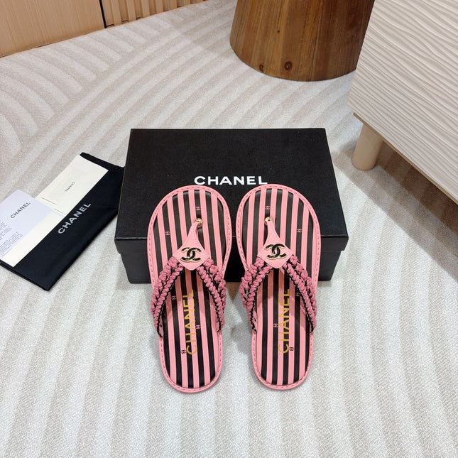 CC WOVEN FLIP FLOP BLACK MIX PINK SHEEPSKIN