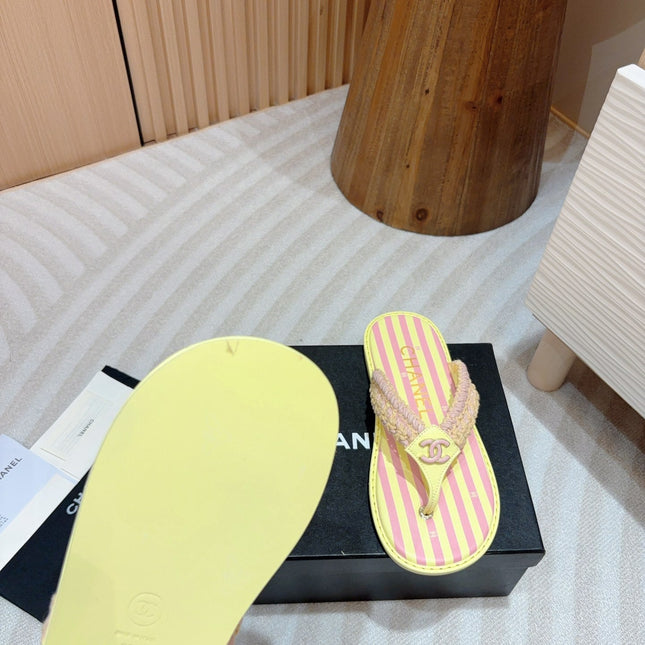 CC WOVEN FLIP FLOP YELLOW MIX PINK SHEEPSKIN