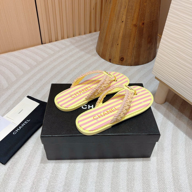 CC WOVEN FLIP FLOP YELLOW MIX PINK SHEEPSKIN