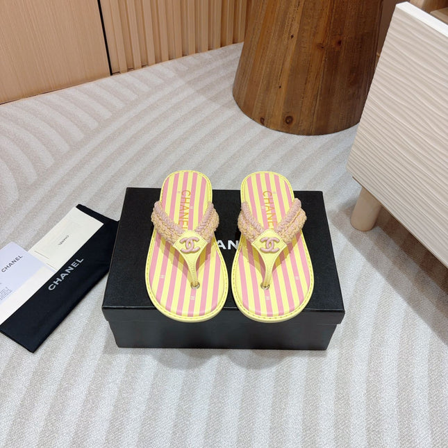 CC WOVEN FLIP FLOP YELLOW MIX PINK SHEEPSKIN