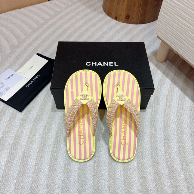 CC WOVEN FLIP FLOP YELLOW MIX PINK SHEEPSKIN