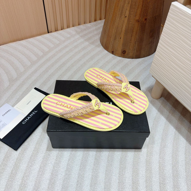 CC WOVEN FLIP FLOP YELLOW MIX PINK SHEEPSKIN