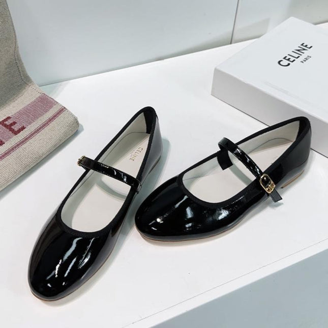 BALLET FLAT IN BLACK CALFSKIN
