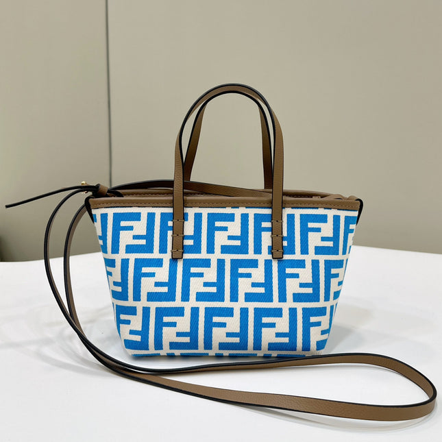 MINI ROLL BAG 15 OCEAN BLUE MIX WHITE FF JACQUARD FABRIC