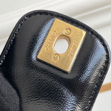 CC MEDIUM 23 BAG WITH HANDLE IN BLACK LAMBSKIN