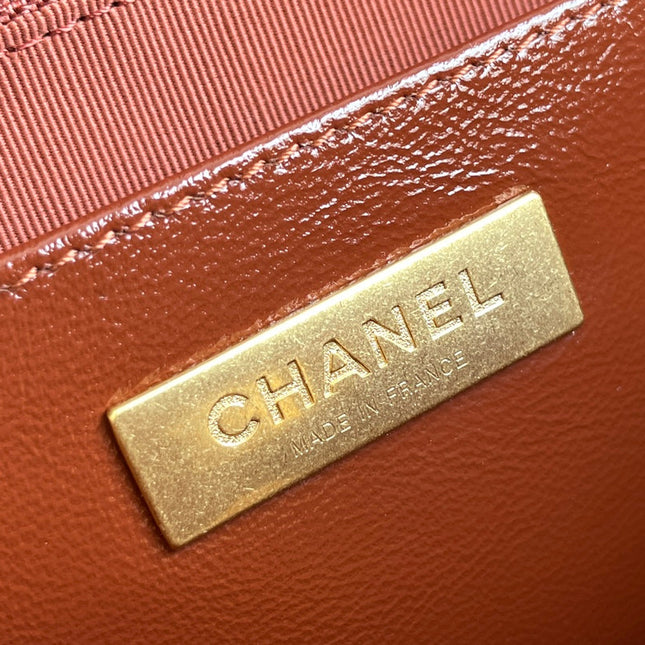 CC MEDIUM 23 BAG WITH HANDLE IN RED BROWN LAMBSKIN
