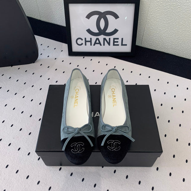 BALLET FLAT ICEBERG BLUE MIX BLACK VELVET