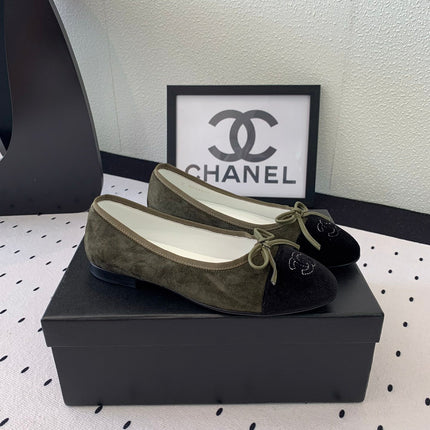 BALLET FLAT OLIVE GREEN MIX BLACK VELVET