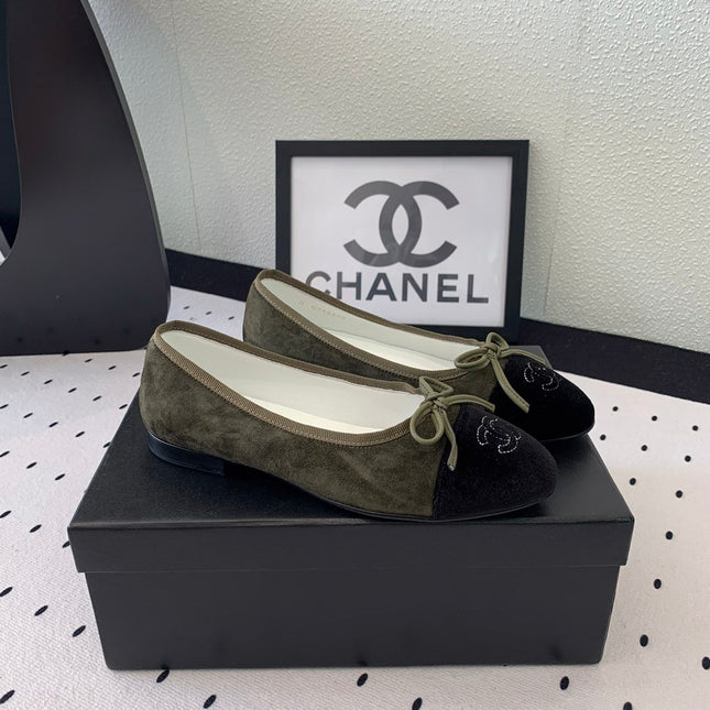 BALLET FLAT OLIVE GREEN MIX BLACK VELVET