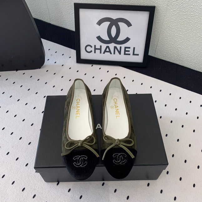 BALLET FLAT OLIVE GREEN MIX BLACK VELVET