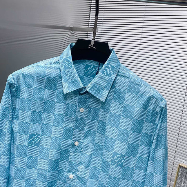 LV BLUE DAMIER LONG-SLEEVED SHIRT 238816