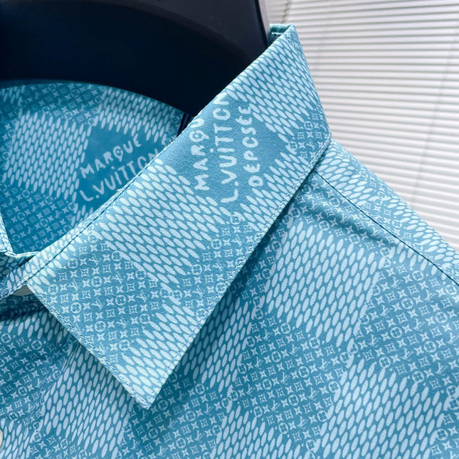 LV BLUE DAMIER LONG-SLEEVED SHIRT 238816