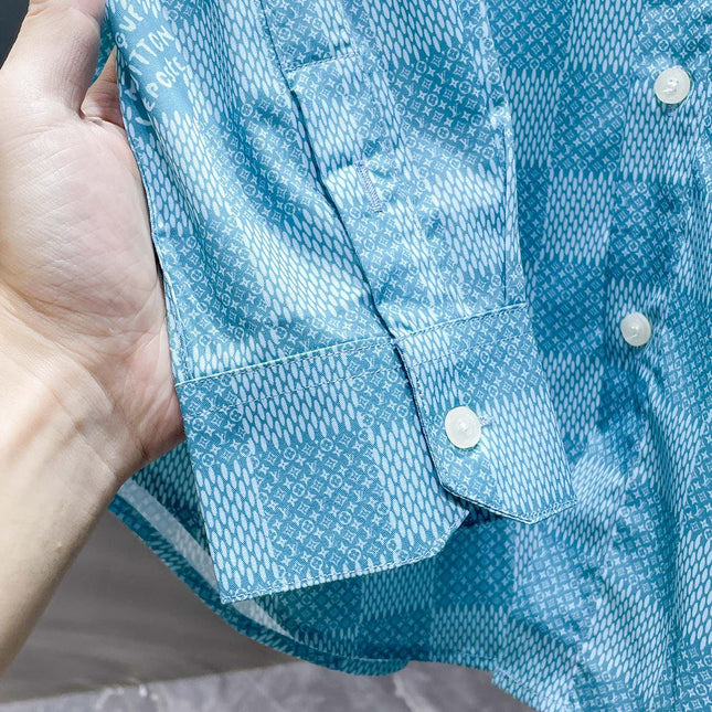 LV BLUE DAMIER LONG-SLEEVED SHIRT 238816