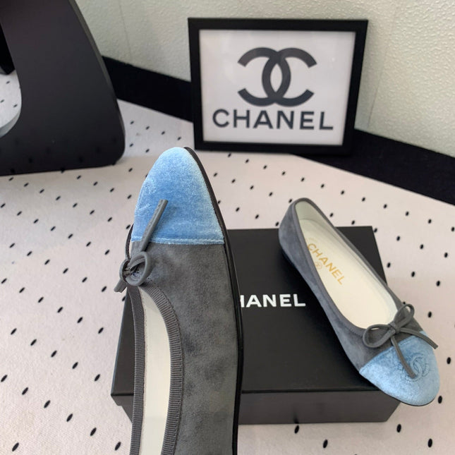 BALLET FLAT GREY MIX LIGHT BLUE VELVET