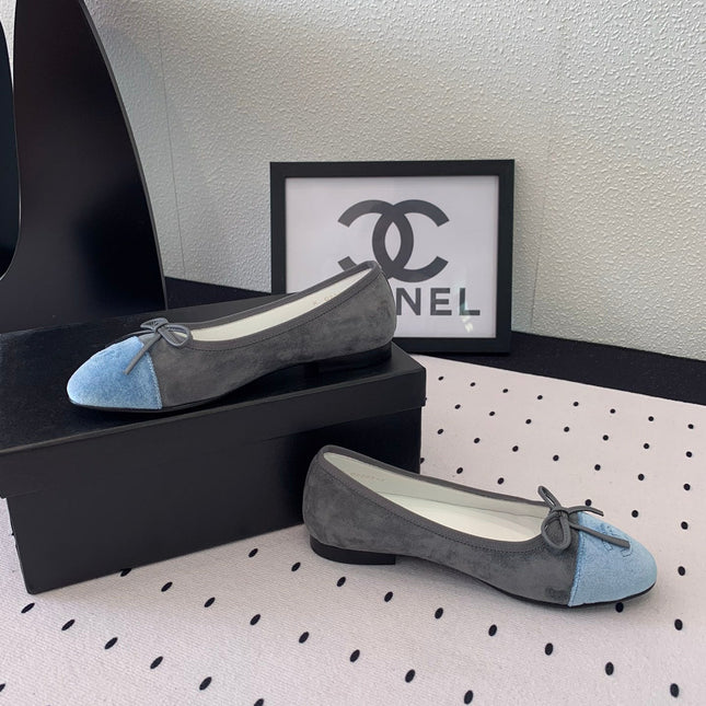 BALLET FLAT GREY MIX LIGHT BLUE VELVET