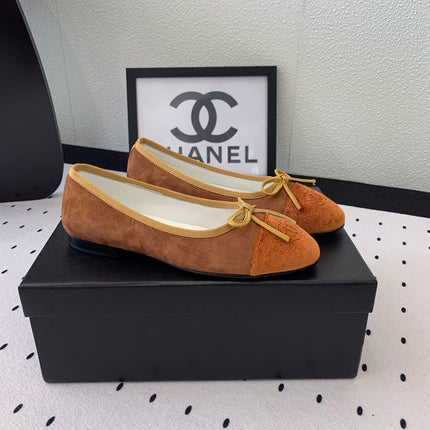 BALLET FLAT LIGHT BROWN MIX BROWN VELVET