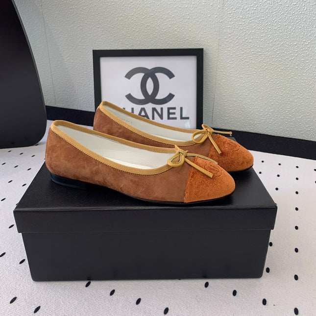 BALLET FLAT LIGHT BROWN MIX BROWN VELVET